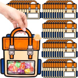 COREFUN 50 Piezas Bolsas para Dulces de Fiestas Infantiles, Bolsitas de Regalo con Asa, De Pie Dulceros de Plastico para Gomitas, para Recuerdos, Premios, Cumpleaños, Regalitos (Naranja, 6CM)