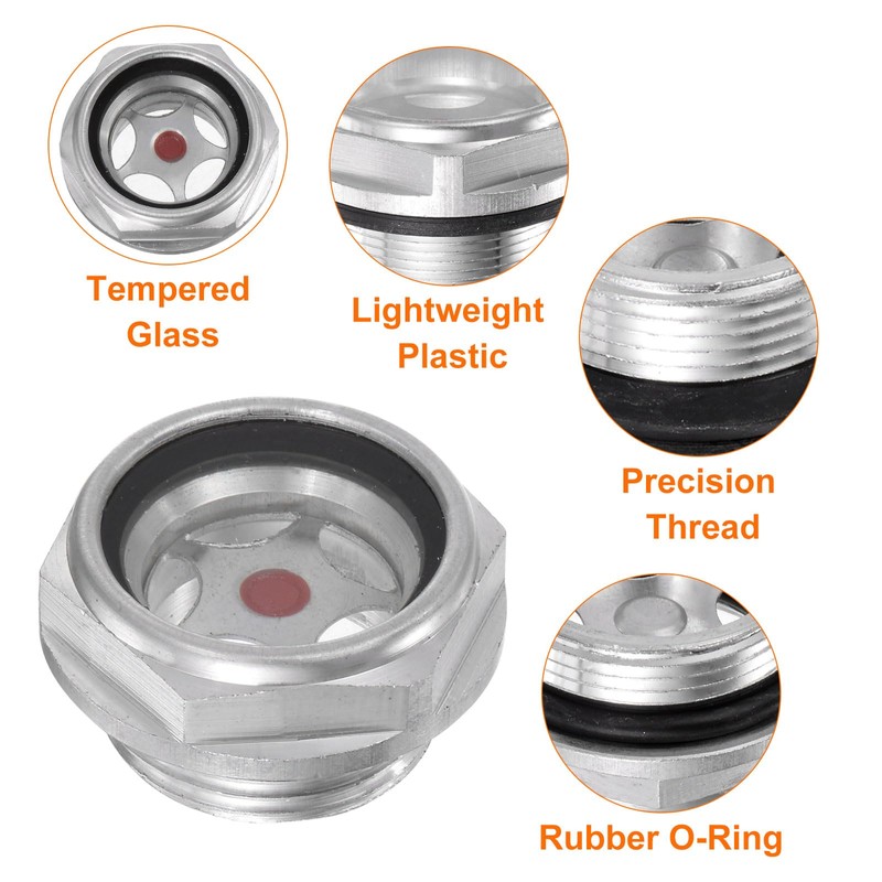 QUARKZMAN 2 Pieces Air Compressor Oil Sight Glass 24x1.5mm Thread