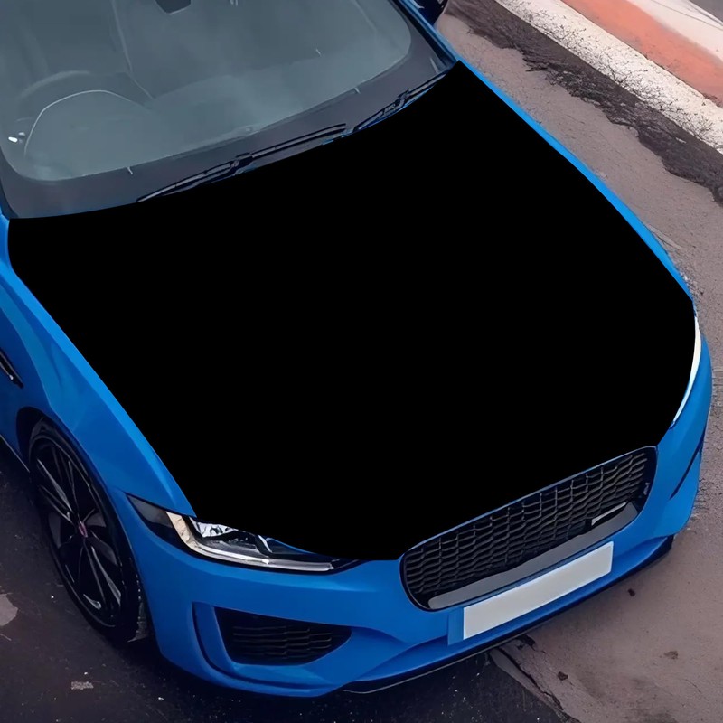 Solid Black Car Hood Cover Durable Weatherproof Universal Fit Car