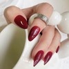 30PCS Short Almond Press-On Nails – Burgundy Fake Nails with
