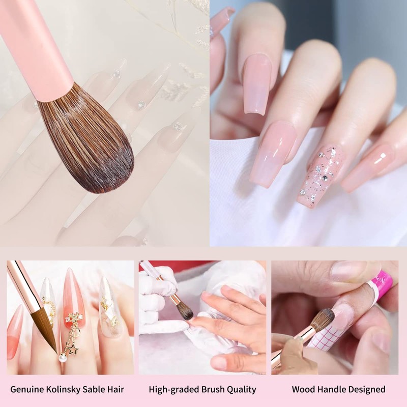 Acrylic Nail Brush Size 4,KEMEISI 100% Pure Kolinsky Nail Art