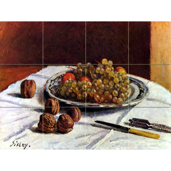 www.FlekmanArt.com Art Alfred Sisley Grape Nuts Kitchen Mural Ceramic Backsplash