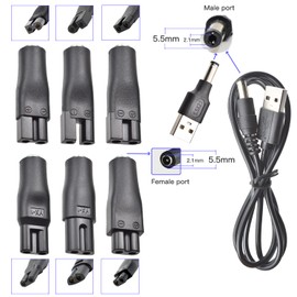 8 cables de alimentación de 5 V, cargador USB de repuesto, apto para la mayoría de los tipos de cortapelos eléctricos