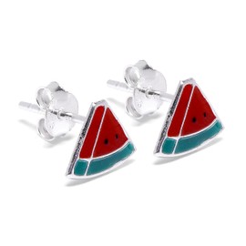 Sterling Silver Enamel Watermelon Stud Earrings