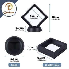 Dalababa Pack of 12 Transparent Floating Frame 3D Floating Frame Display Holder Coin Display Case Floating Frame Display Holder for Lockets Jewellery 7 x 7 x 2 cm Black