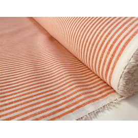 Candy Stripe Linen Fabric Light Cotton Material Cute Striped White Lines Home Decor, Dressmaking - 150cm Wide (Orange (1 Metre))