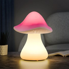 FUYO Mushroom Table lamp, with Warm White LED Indoor/Outdoor Decorative Light IP44 Water-Resistant Rechargeable USB Powered 2 Brightness Levels for Bedroom Garden Patio Decor Easter Decor
