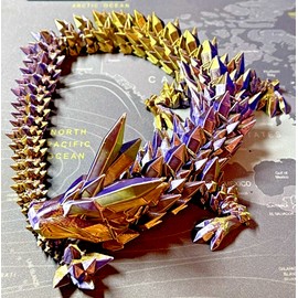 n/a Crystal Dragon 3D Printed Articulated Fidget Toy Tik Tok Dual Color 20"