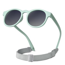 RIVBOS Baby Wrap Polarized UV400 Sunglasses - Soft Frame with Secure Strap for Infant and Newborn (0-24 Months) Olive Green&Grey Lens RBK070