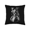 Skeleton Samurai Armor Warrior Japan Throw Pillow