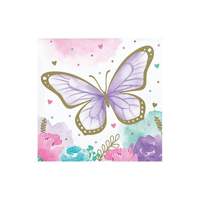 Golden Butterfly Beverage Napkins, 16 ct