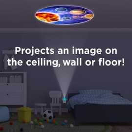 Projectables LED Space Night Light Projector, Dusk-to-Dawn Sensor, Auto On/Off, Projects Image Featuring Mercury, Venus, Earth, Mars, Saturn & Neptune on Ceiling, Wall, or Floor, Blue/Silver, 11282