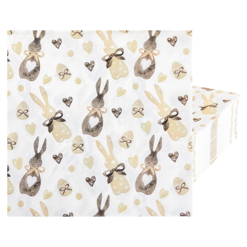 100Pcs Easter Bunny Paper Napkins Rabbits Eggs Disposable Party Napkins