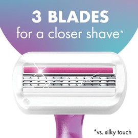 BIC Soleil Sensitive Women's Disposable Razors, 3 Blades With Moisture Strip For a Silky Smooth Shave, 5 Piece Razor Set