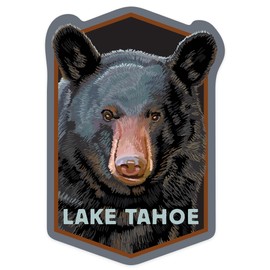 Die Cut Sticker Lake Tahoe, California, Bear Face, Contour Vinyl Sticker 3 to 6 inches, (Waterproof Decal for Cars, Water Bottles, Laptops, Coolers), Large