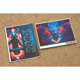 Pongo Beach 2025 Apocalyptic DJ and Rainbow Owl Designs on Iron-On Heat Transfer Papers