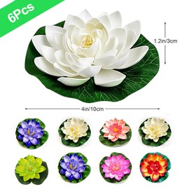 Giutsaull Pack of 6 Floating Flowers Artificial Water Lilies Pond Plants Artificial Water Lily Plants 10 cm Water Lily Lotus Flower Decoration for Quarium Plants, Artificial Aquarium