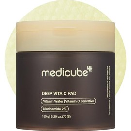 MEDICUBE Deep Vita C Pad, Pads Tonificantes Faciales con Agua de Espino Amarillo, Niacinamida 2%, Derivado de Vitamina C y PHA, Luminosidad y Textura,