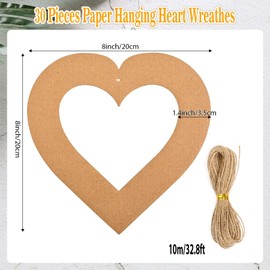 30Pcs Mother's Day Hainging Heart Wreath Paper Heart Craft Wreaths Decorations Valentines Hanging Cardboard Hearts Ornaments for Wedding Valentine Birthday Party Festival DIY Crafts