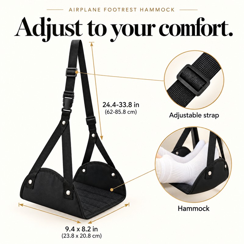 Adjustable Airplane Footrest for Travel – Lightweight Hanging Foot Hammock