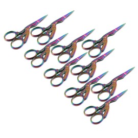 AAPROTOOLS Set of 10 Multi Titanium Color Rainbow Stork Sewing Embroidery Scissors 3.5" Bird Shape A+ Quality