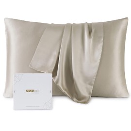 ZIMASILK Upgraded 100% Pure Mulberry Silk Pillowcase for Hair and Skin Silk Pillow Cases with Reinforced Hidden Zipper, More Soft & Durable Highest Grade 6A Silk, Gift Box 1Pc (Queen 20"x30", Taupe)
