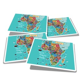 Vinyl Rectangle Stickers (Set of 4) 10cm - Map Africa Travel Attractions for Laptops, Tablets, Luggage, Scrap Booking, Fridges #61058