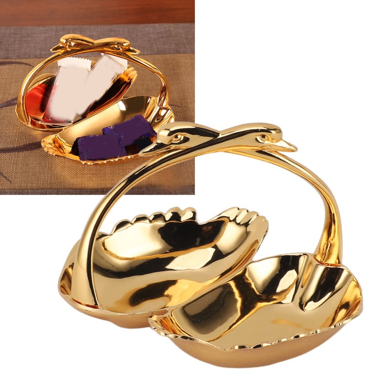 Double Fruit Plate Zinc Alloy Dual Fruit Tray Decorative Fruit