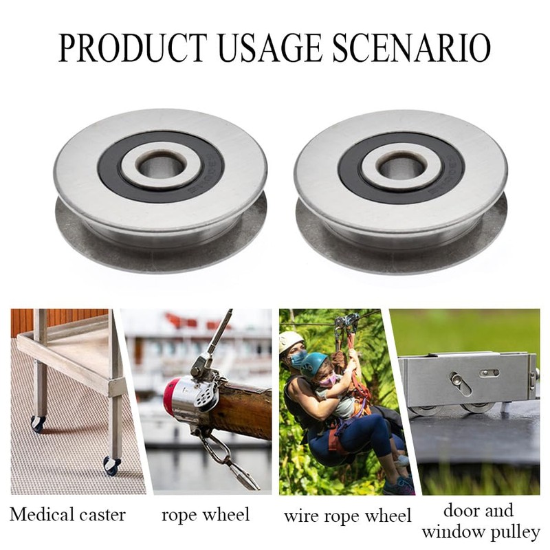 Stainless Steel Deep U-Groove Ball Bearing Pulley, Metal Pulley, Wheel