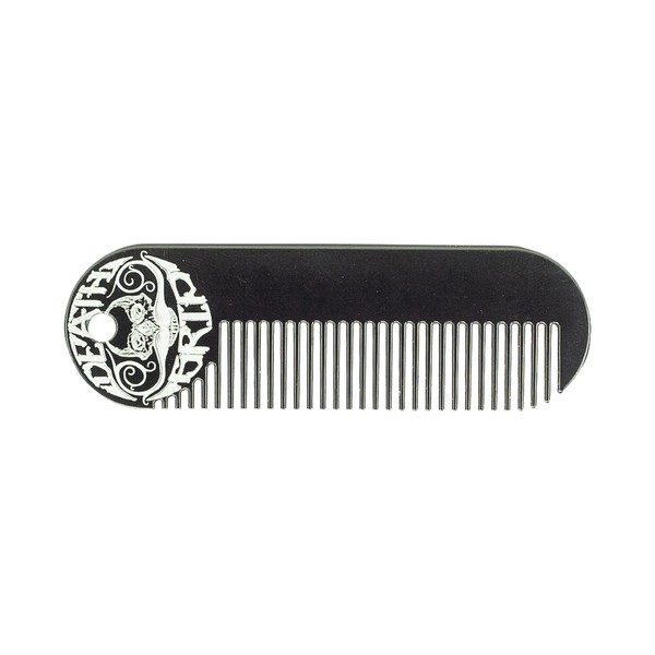 Beard Comb Or Fine Tooth Mustache Pocket Stainless Steel Metal Powder Coated Black Keychain Comb For Men - 3.25 x 1 Inches by Death Grip
