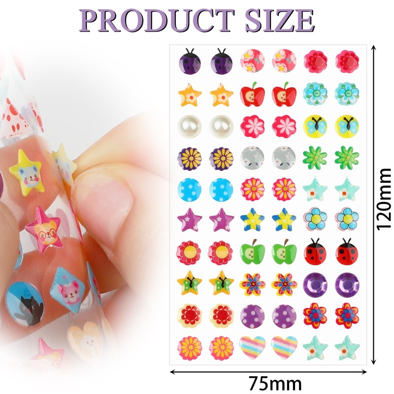 240 Piece Earrings 3D Gems Sticker Girls Sticker Earrings Self-Adhesive