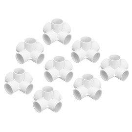 MECCANIXITY PVC Conduit Coupler Elbow Pipe Fittings 40mm 5-Way Elbow Corner Side Outlet Tees for Hose Electrical Conduit White Pack of 4