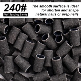 Difenni Sanding Bands for Nail Drill,Sanding Bands Nail Drill Bits 100Pcs Nail Sanding Bands Fine Grit #240 with 3/32” Nail Sanding Bit for Manicure & Pedicure