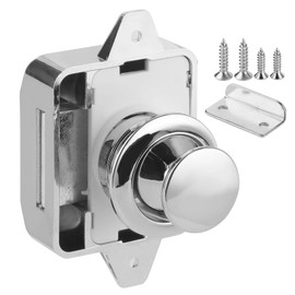 KIMISS Push Button Lock RV Button Lock Keyless Motorhome Cabinet Handle Chrome Plated Suitable for All Kinds of Marine/Car RV, Land Furniture Drawers, Cabinet Doors, Cabinet Furniture