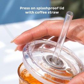 KeepCup Cold Cup - Brew Cork Tempered Glass Ice Coffee Tumbler with Recovered Cork Band, Lid and Straw - 12oz (340ml)