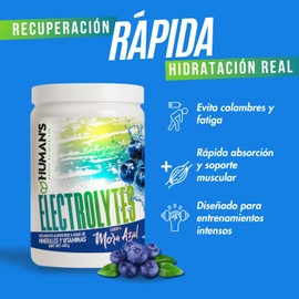 Human's Health Science Lab Suplemento de Electrolitos en Polvo 480 g, Hidratación Rápida y Recuperación Muscular, con Sodio, Potasio, Magnesio, Calcio y Vitaminas B+C, 30 Porciones, Ideal para Deporte y Uso Diario, (480g,Mora azul)