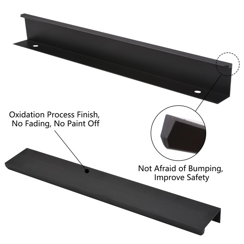 MOROBOR Matte Black Finger Edge Pull, 8pcs Concealed Modern Style