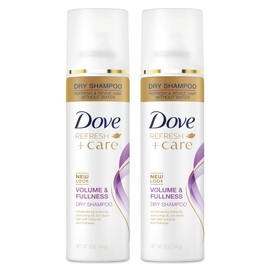 Dove Dry Shampoo Spray, Volume & Fullness, Absorbs Oil to Refresh Hair Without Washing, 5 oz (2-Pack)