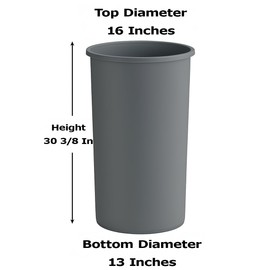 22 Gallon Round Gray Commercial Trash Can with Funnel Lid - Touch-Free Polyethylene Wastebasket for Office, School, Facility, and Commercial Use - Dent & Crack Resistant