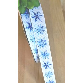 Unbranded 3/8, 5/8, 7/8 & 1.5” (1 YD) Snowflake Grosgrain Ribbon Christmas Snowflakes - 5/8 inch