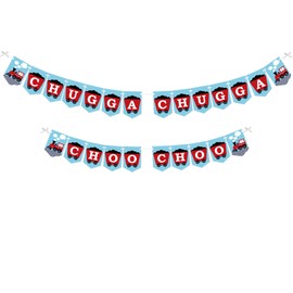 Big Dot of Happiness Railroad Party Crossing - Steam Train Birthday Party or Baby Shower Bunting Banner - Party Decorations - Chugga Chugga Choo Choo