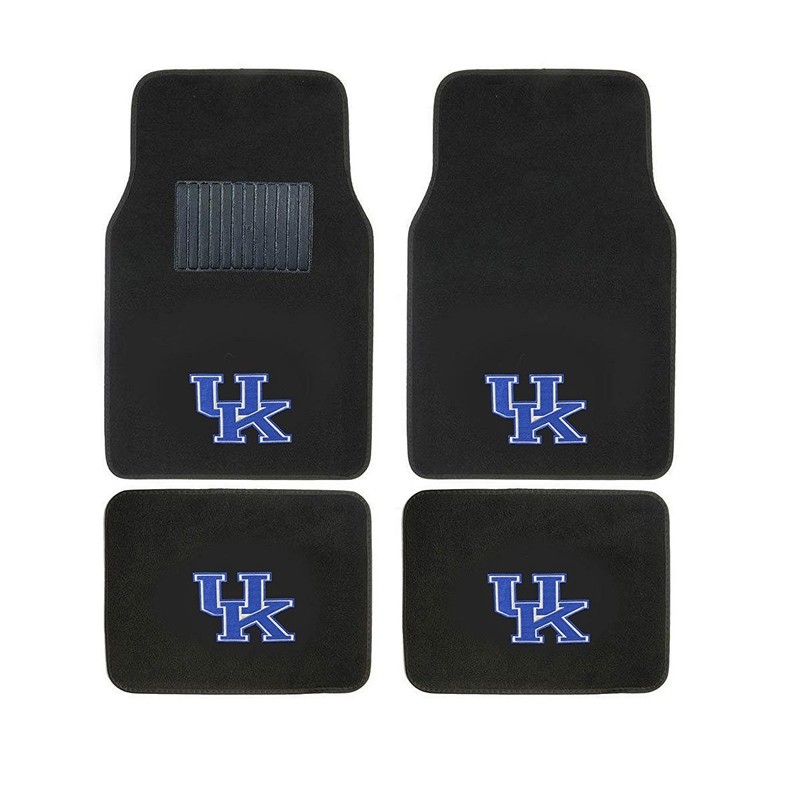 Kentucky WildCats 4 Pc Carpet Floor Mats And Chrome Metal