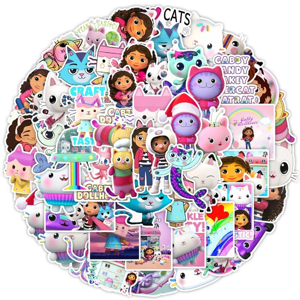 50 pezzi Ga_bby's Dollhouse adesivi per laptop, paraurti, skateboard, bottiglie d'acqua, computer, telefono, chitarra, adesivi dei cartoni animati per bambini adolescenti adulti