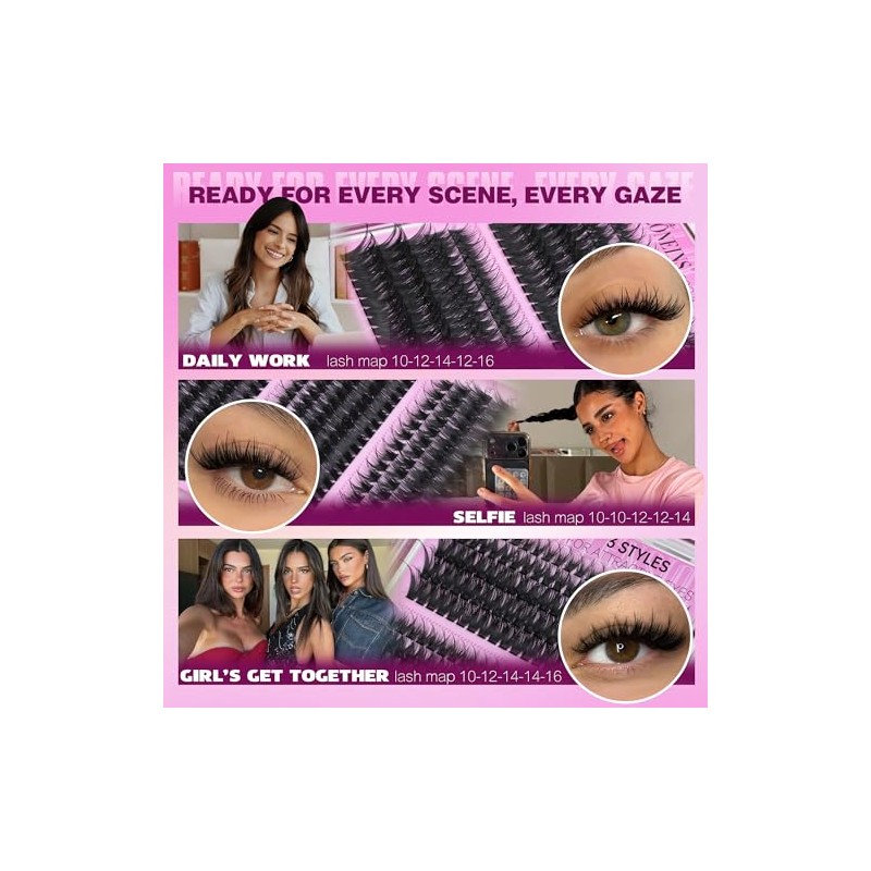 TNFVLONEINS Lash Clusters Wispy Eyelash Clusters Spiky Individual Lashes Clusters