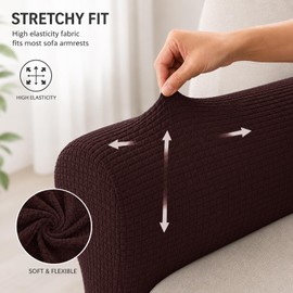 Wnote 2Pcs Stretch Sofa Armchair Covers for Recliner Couch Brown