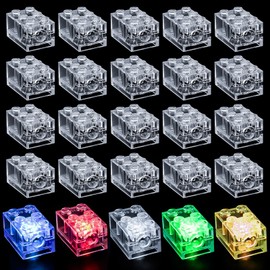Joycabin 15 Pcs Luminous Building Blocks, 2x3 LED Light Up Brick, Transparent Rectangle Building Blocks Lamp, Building Block Parts Set Toy, Compatible with All Major Building Brick Brands