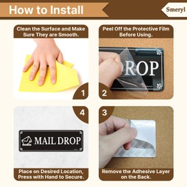 Smeryl Mail Drop Signs, 9” x 3” Mail Signs, Self-Adhesive Backing, Thick Acrylic, Weatherproof, Outdoors or Indoors Use, Easy to Install, 2 Pack