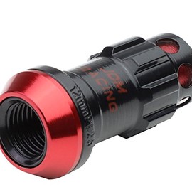 DNA MOTORING Tuercas de Rueda M12 x 1.25 Extremo Cerrado con Bloqueo y Llave 22 mm OD/45 mm, Rojo, LN-ZTL-9016-125-RD, 16 Piezas