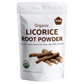 Organic Licorice Root Powder (Mulethi), Glycyrrhiza glabra, Pack of 16 Oz/453 gm, USDA Organic, Natural Expectorant, Soothes Sore Throat, Candy Flavoring Agent, Super Food