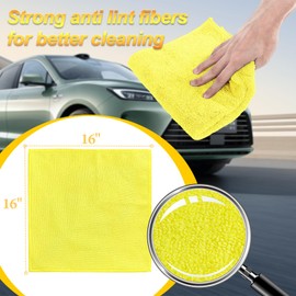 RIDE KINGS Car Wash Drying Towels,Absorbent,Lint-Free, Extra Soft,Reusable and Durable,Interior&Exterior, Microfiber Drying Towels for Cars 16in x 16in-6 Packs Yellow